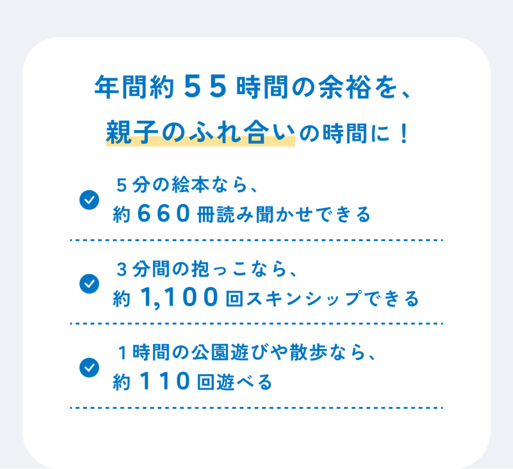 年間約55時間の余裕を、親子のふれ合いの時間に！